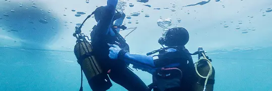 Deux personnes qui font de la plongée