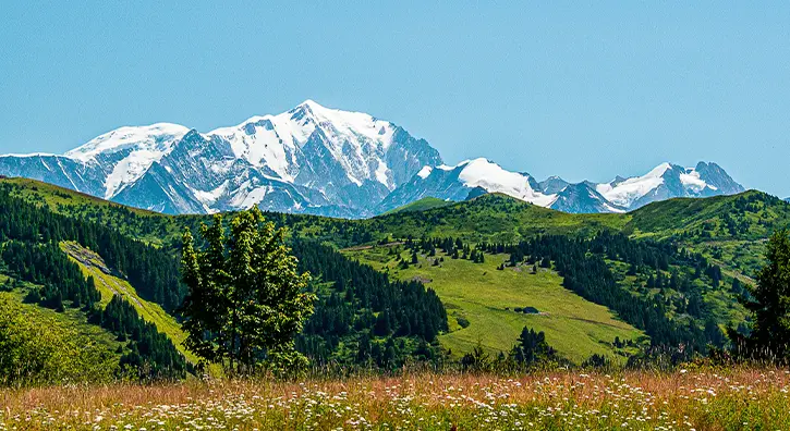 Vue sur les massifs du Mont-Blanc