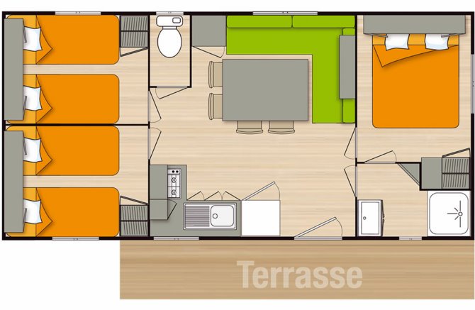 Mobil Home 3 chambres 6/8 personnes Confort TV - Camping Domaine des Guifettes 3* - Luçon