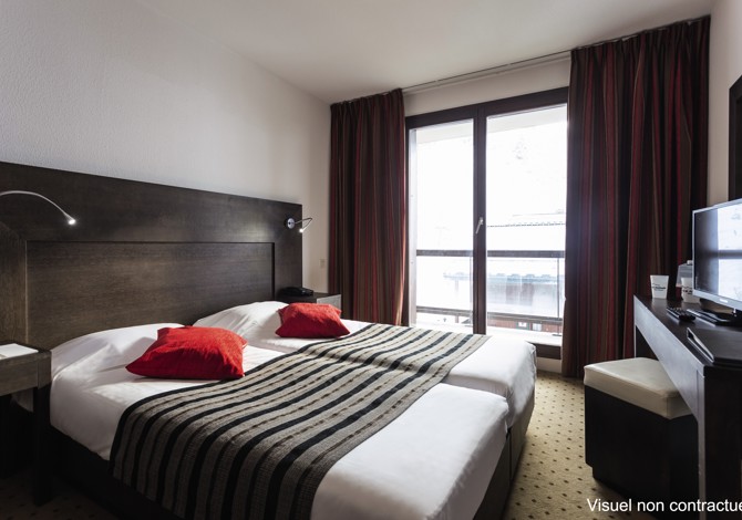 Chambre 2 adultes 2 lits simples PC - Hotel Tignes Le Diva - Tignes Val Claret