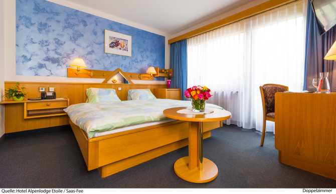 Chambre 2 adultes avec Petit-déjeuner - Hotel Alpenlodge Etoile - Saas - Fee