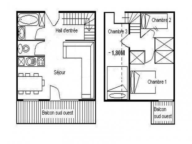 Appartement Necou - Les Menuires Reberty 2000