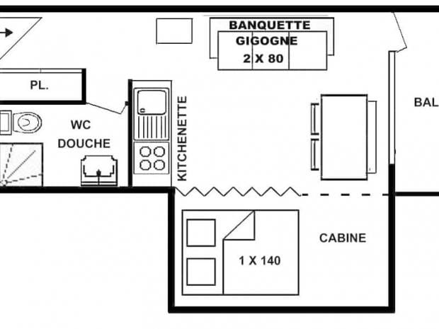 Studio cabine 25 m², orienté SUD, classé 1*, pied de pistes - Les Saisies