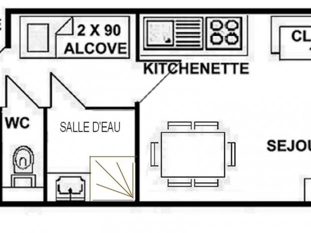 2 pièces alcove 28 m², classé 2** - Les Saisies