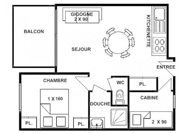 2 pièces + cabine 32 m² orienté SUD OUEST - Les Saisies