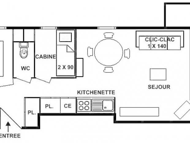 Deux pièces cabine 35 m², orienté SUD EST - Les Saisies
