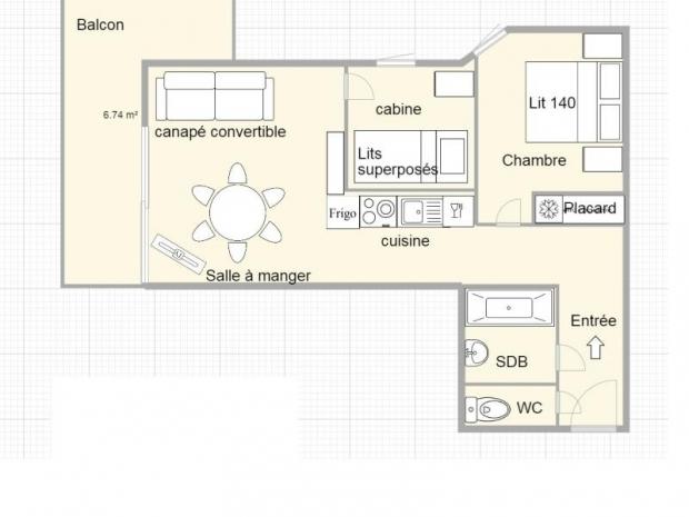 SECTEUR FORET DES RENNES - 2 pièces cabine 34 m², orienté SUD/EST - Les Saisies