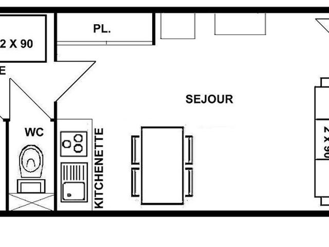 Studio alcove 22 m², orienté SUD, classé 1* - Les Saisies