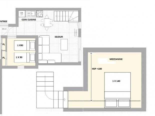 Très beau 2 pièces cabine mezzanine, classé 3*** - Les Saisies