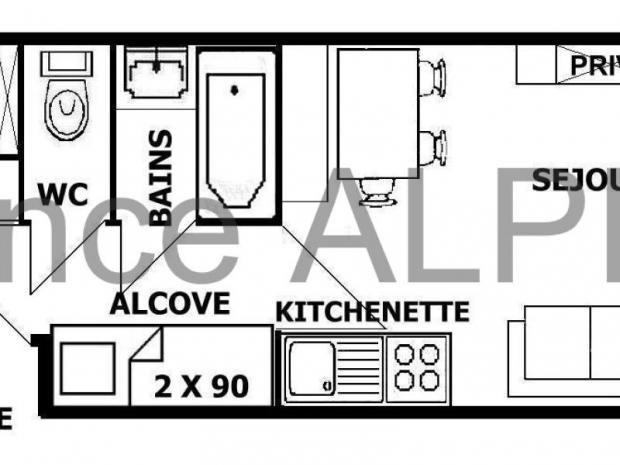 2 Pièces alcove 28 m² pied de pistes - Les Saisies