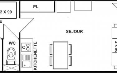 Studio alcove 23 m², orienté SUD - Les Saisies