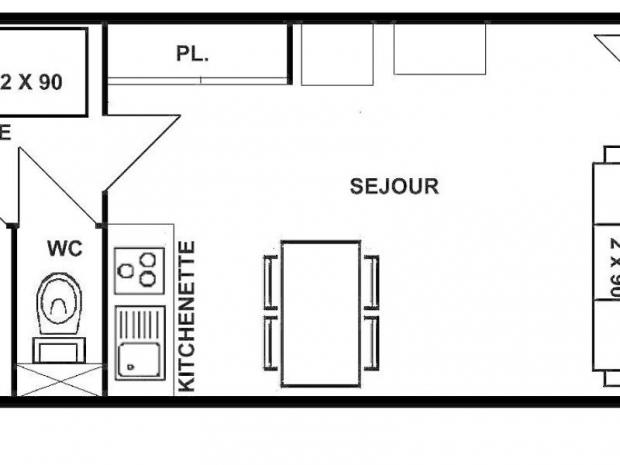 Studio alcove 23 m², orienté SUD - Les Saisies