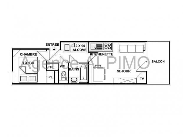 2 pièces alcove de 28 m² en pied de pistes - Les Saisies