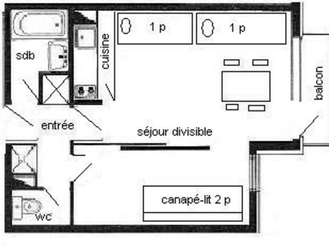Studio divisible 4 pers - LES SOLDANELLES - PLAGNE VILLAGES - Plagne Villages