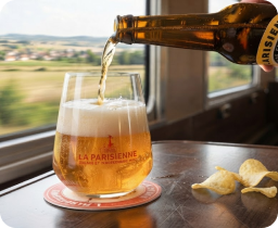 Bière servie au wagon-bar