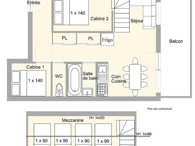 studio 2 coins montagne + mezz 51 m²