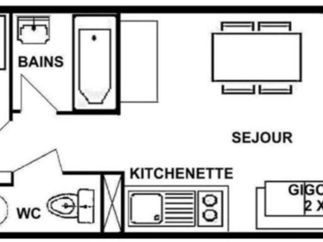 Studio cabine 21.5 m², orienté SUD, classé 1*